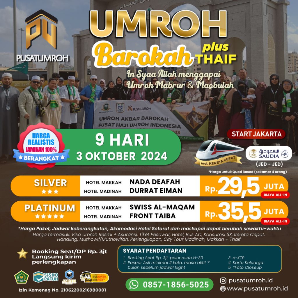 Paket Umroh Awal 3 Oktober 2024