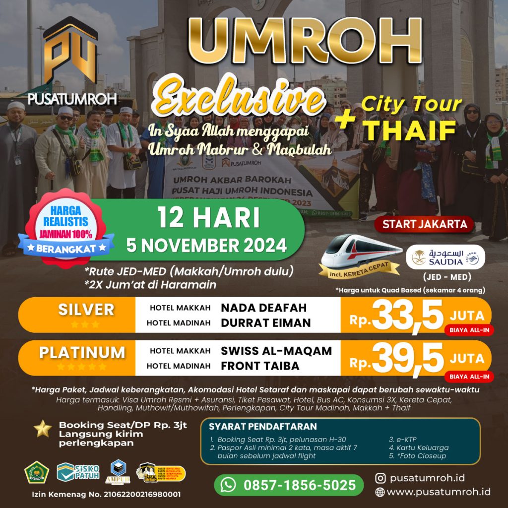 Paket Umroh 5 November 2024 Harga Realistis Terjangkau